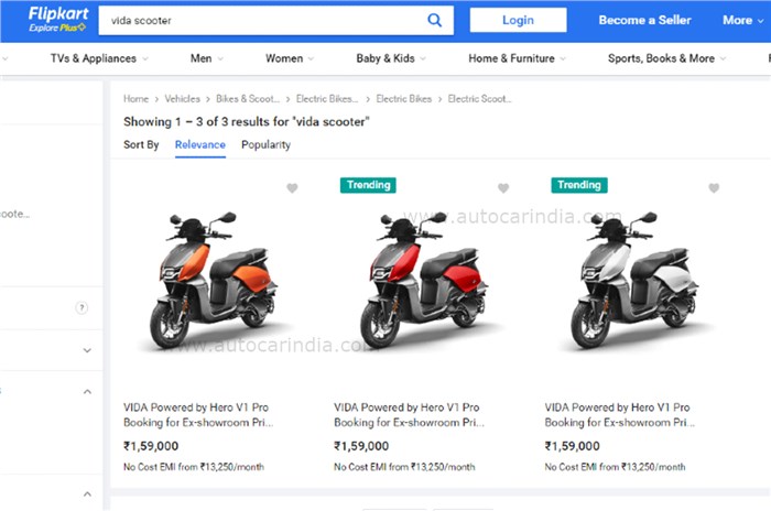 Vida V1 electric scooter price, features, rivals, now sold through Flipkart.